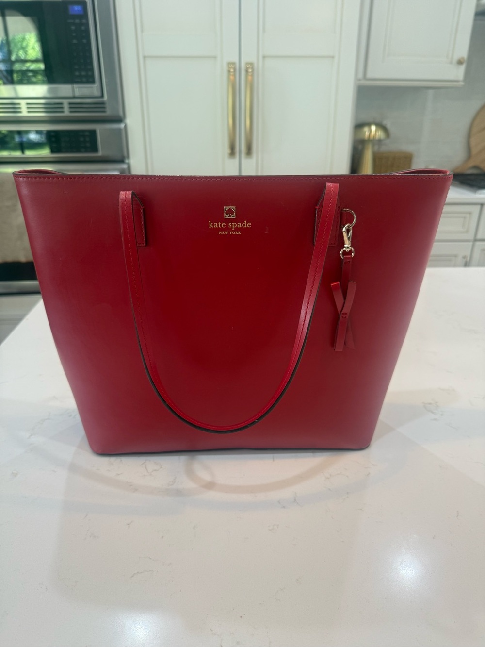 Kate Spade New York Large Leather Tote — Deep Red | Excellent Condition